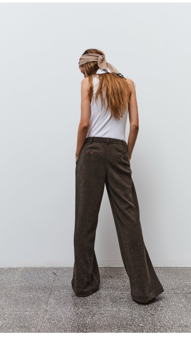 Jejia Katherine Pants in Brown Cord - SKULPT Dublin