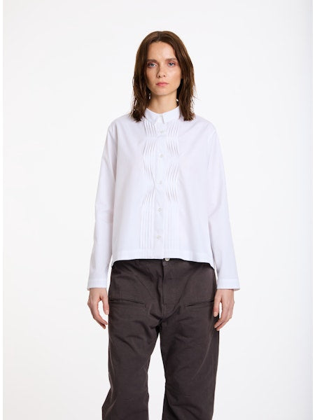 Lis Lareida Pin Tuck Shirt in Pure White - SKULPT Dublin