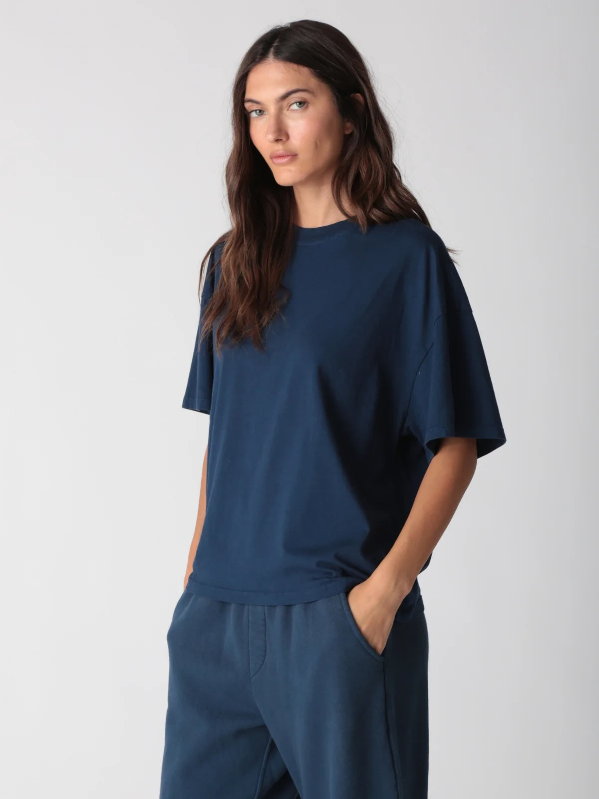 Electric and Rose Short Sleeve Tee in Navy - SKULPT Dublin