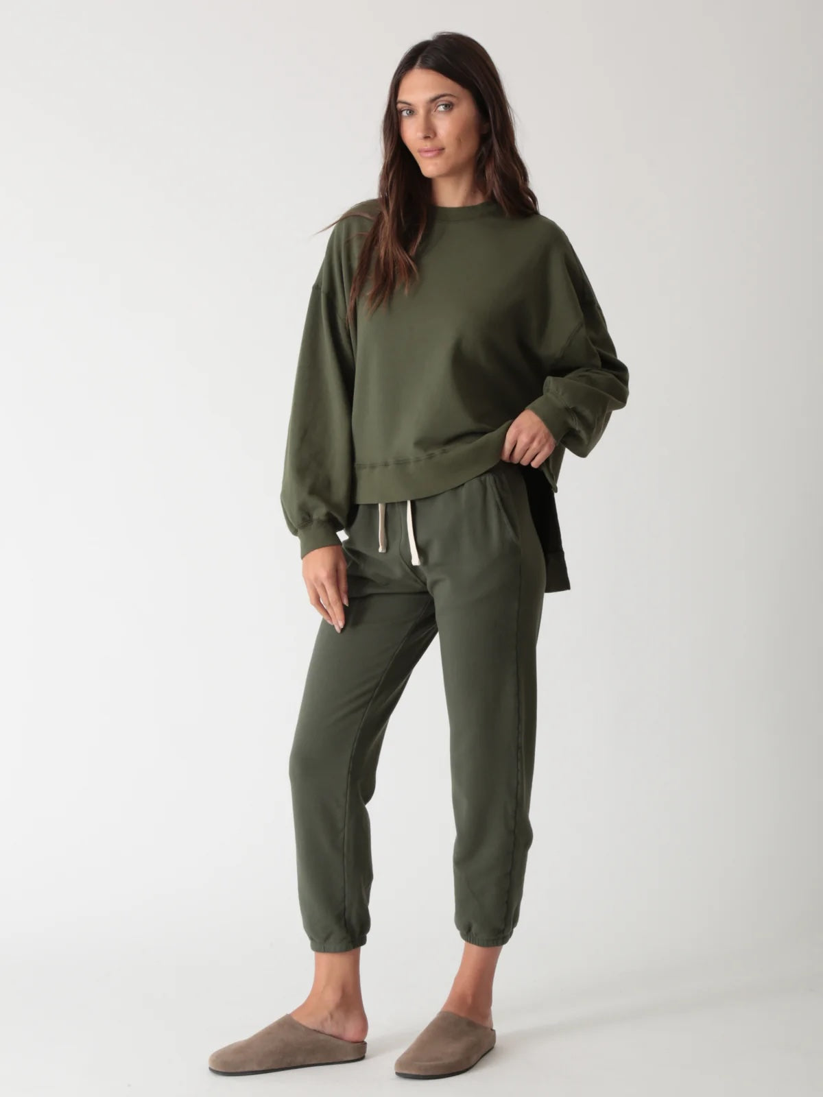 Electric and Rose Oversized Sweatshirt in Khaki - SKULPT Dublin
