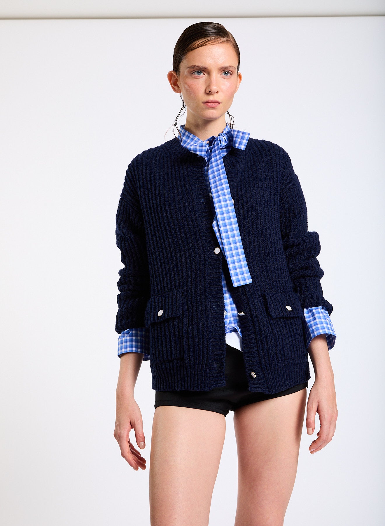 Lis Lareida Dakira Shirt in Blue Check - SKULPT Dublin