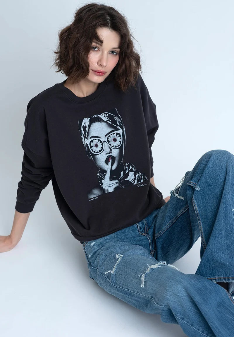 CPress Studio Wild Flower Sweatshirt in Worn Black