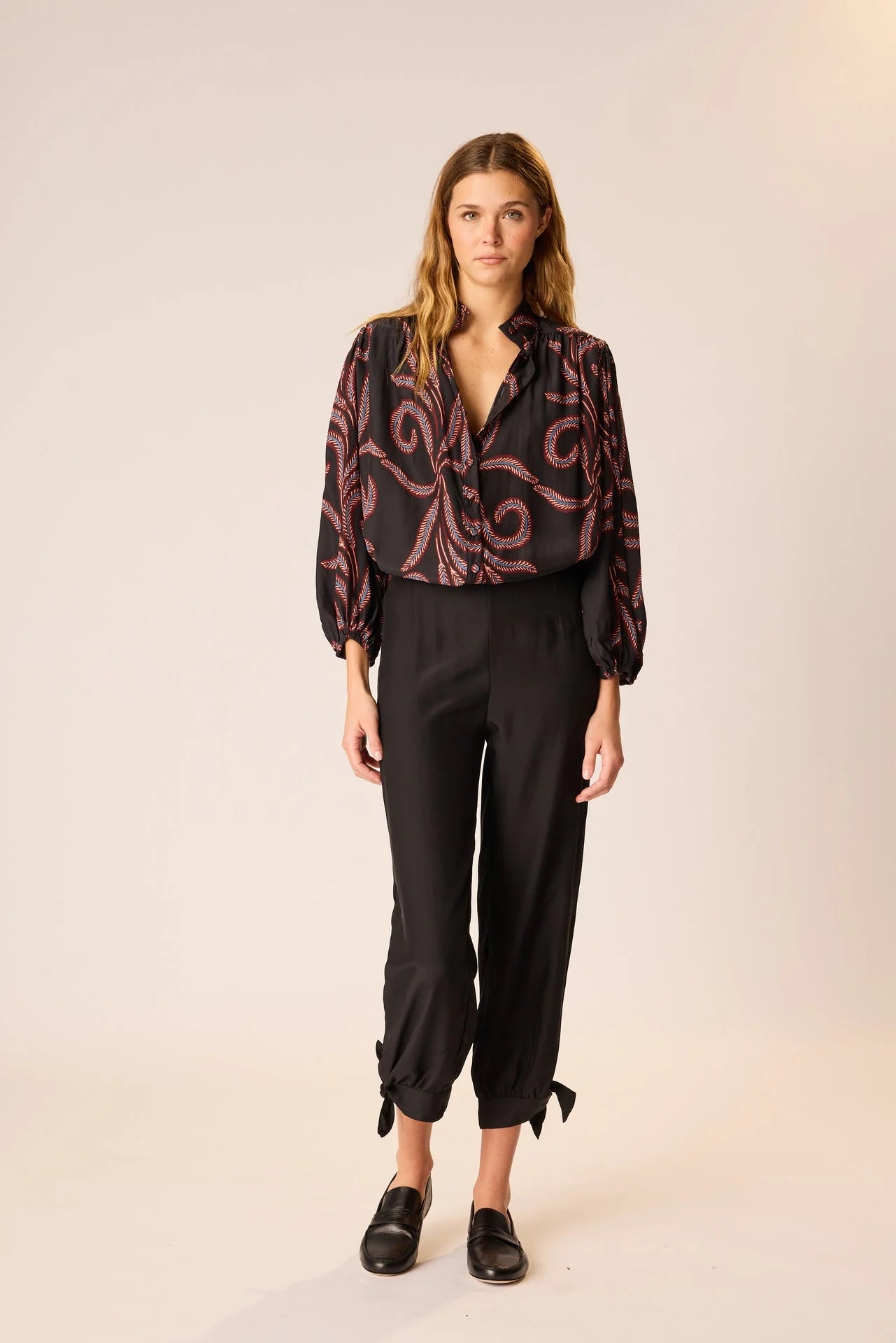 Natalie Martin Long Sleeve Silk Shirt in Feather Black - SKULPT Dublin
