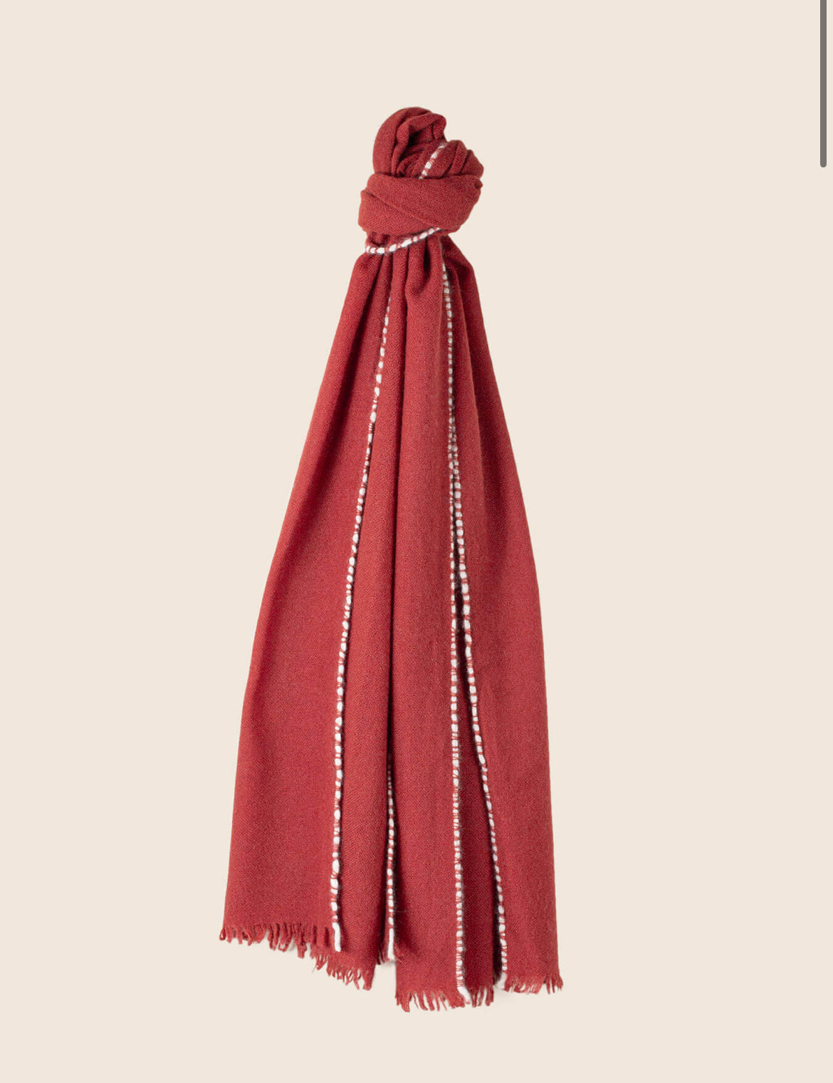 Oats & Rice Weaved Cashmere Scarf in Burnt Red