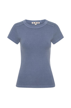 AMO Denim Penny Tee in Dusty Blue - SKULPT Dublin