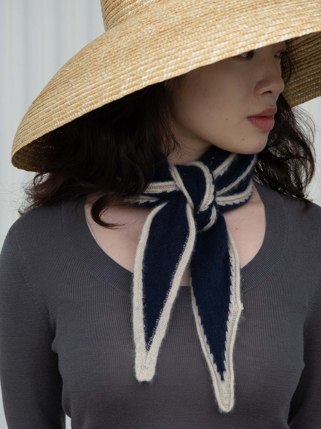 Oats & Rice Scarf in Navy and Cream - SKULPT Dublin