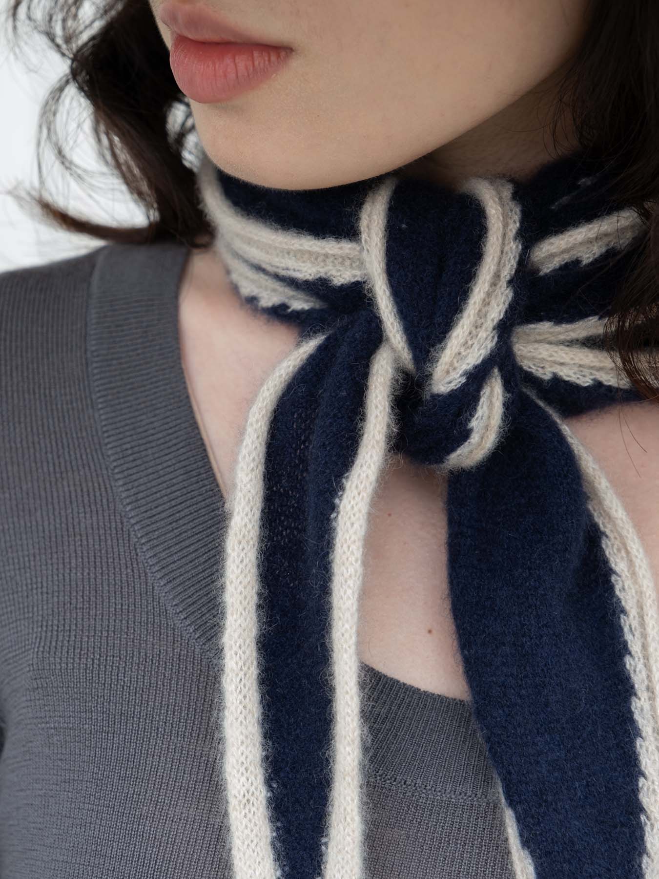 Oats & Rice Scarf in Navy and Cream - SKULPT Dublin