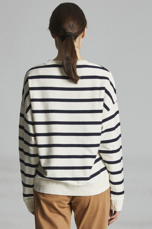 Mat de Misaine Sweatshirt Cream with Mulberry Stripe - SKULPT Dublin