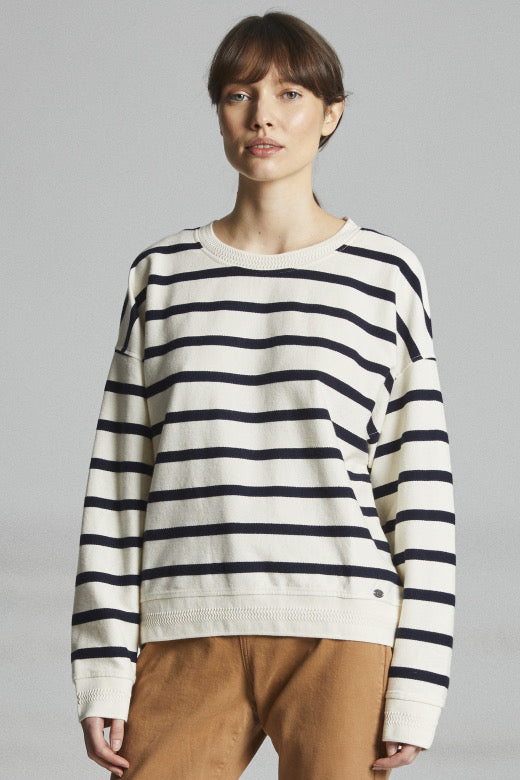Mat de Misaine Sweatshirt Cream with Mulberry Stripe - SKULPT Dublin