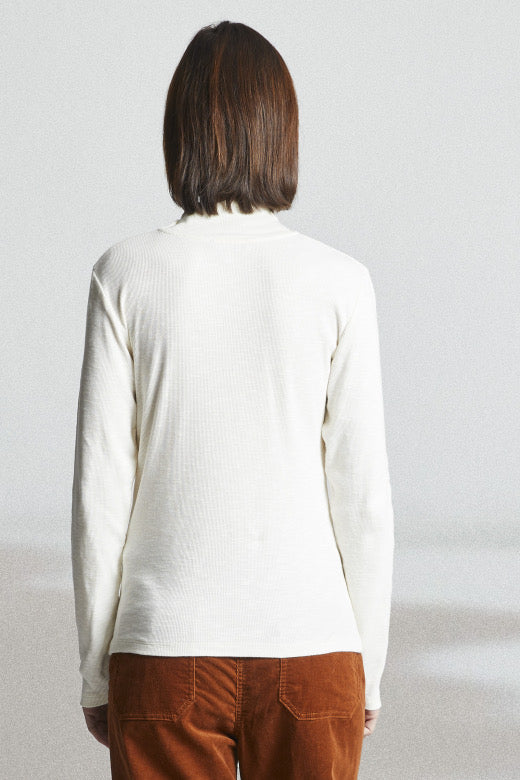 Mat De Misaine Long Sleeve Fine Cotton Poloneck in Cream - SKULPT Dublin