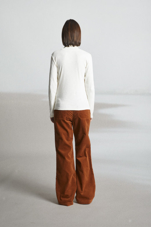 Mat De Misaine Long Sleeve Fine Cotton Poloneck in Cream - SKULPT Dublin