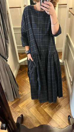 Apuntob Dress in Navy Check - SKULPT Dublin