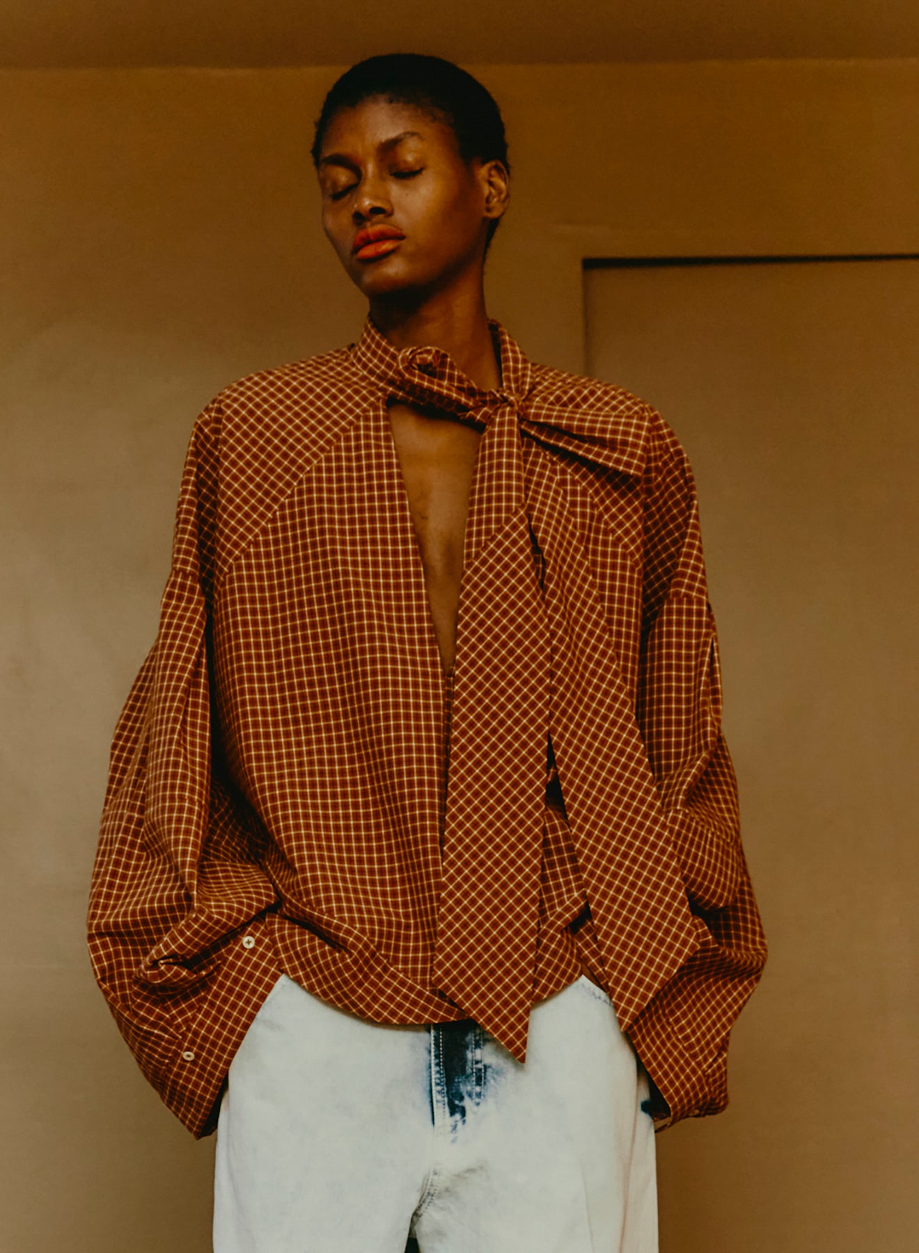 Jejia Shirt in Rust Check - SKULPT Dublin