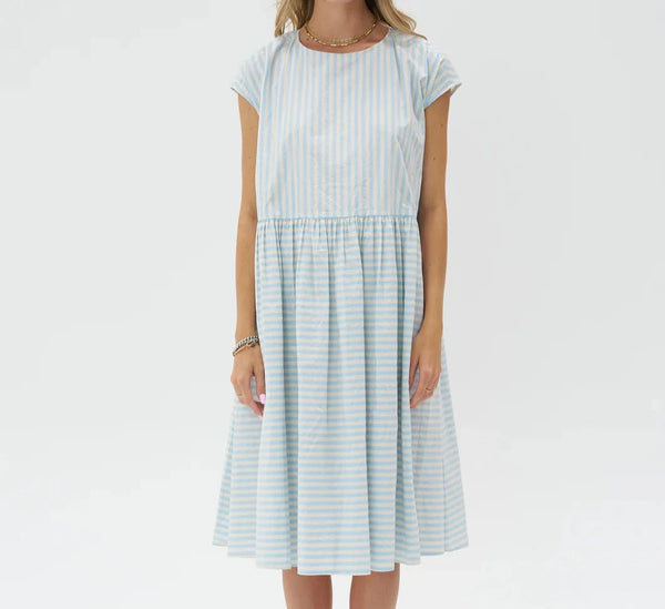 Apuntob Dress in Blue Stripe