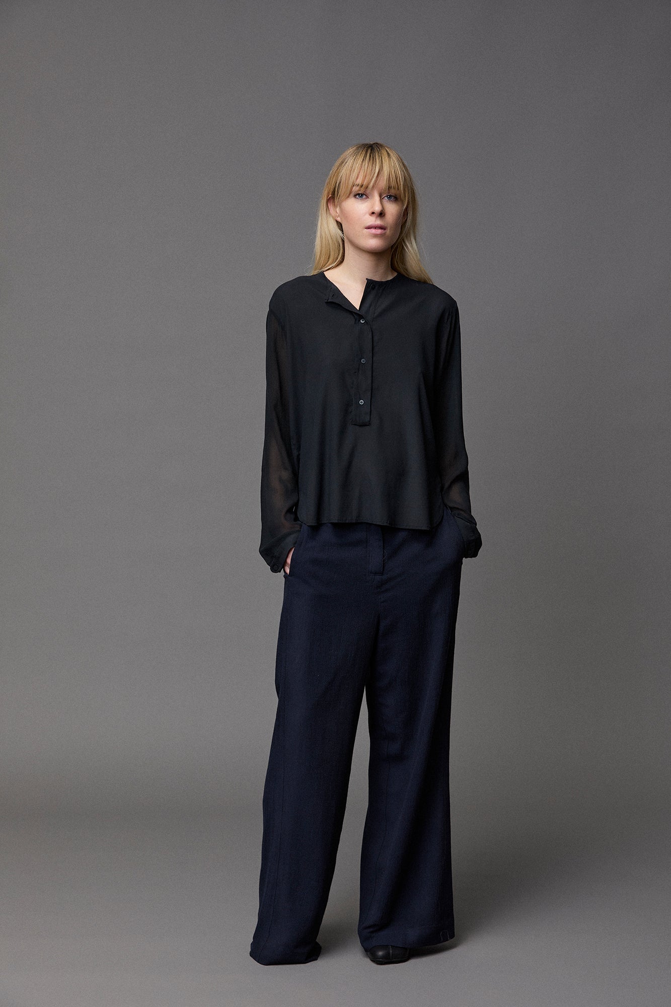 Kristensen du Nord Silk Shirt in Navy - SKULPT Dublin