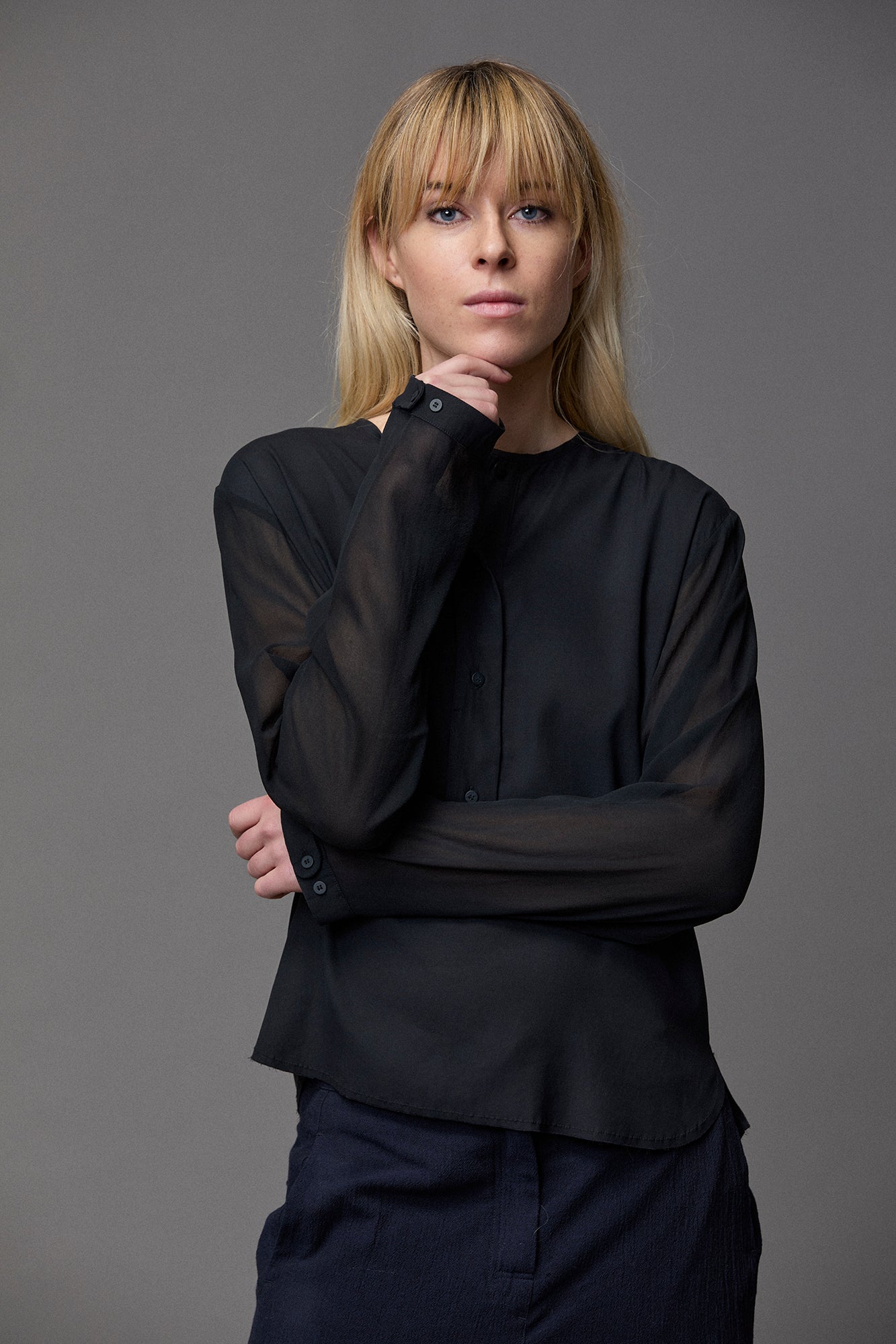Kristensen du Nord Silk Shirt in Navy - SKULPT Dublin