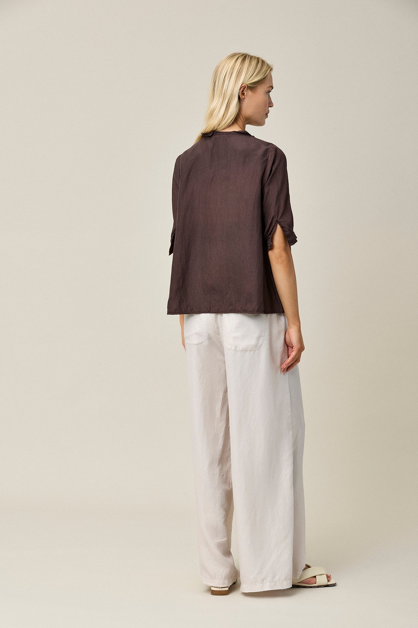 Kristensen du Nord Silk Shirt in Coffee - SKULPT Dublin