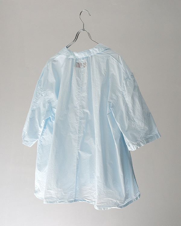 Manuelle Guibal Short Sleeve Cotton Shirt in Blue - SKULPT Dublin