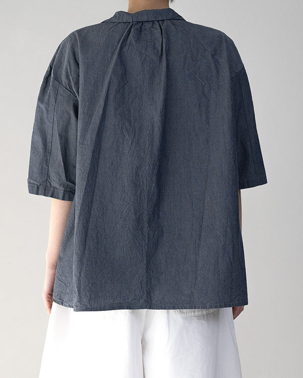 Manuelle Guibal Short Sleeve Cotton Shirt in Denim - SKULPT Dublin