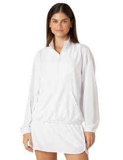 Beyond Yoga Half Zip Lightweight Woven Jacket in White - SKULPT Dublin