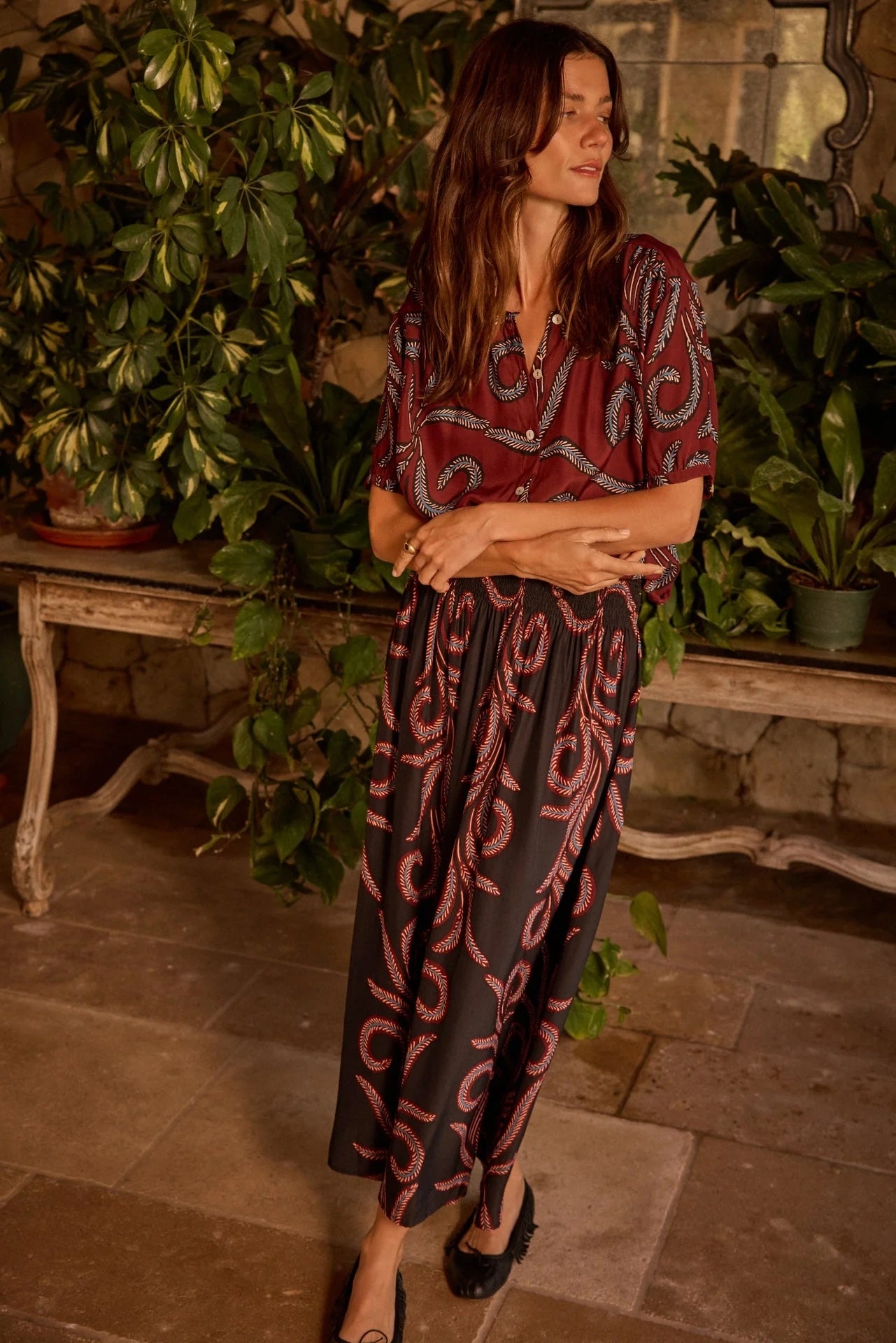 Natalie Martin Long Silk Skirt in Black Feather - SKULPT Dublin