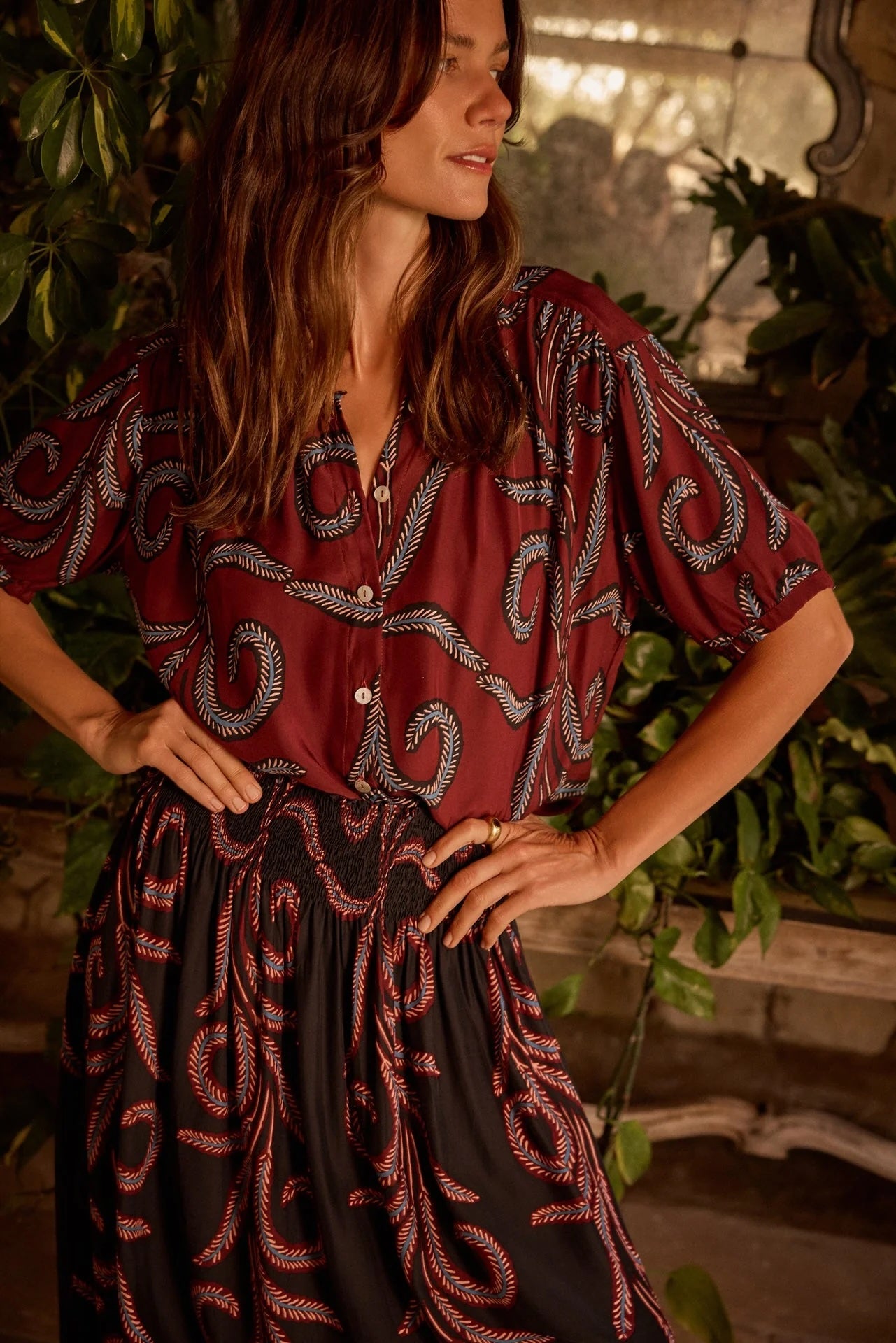 Natalie Martin Long Silk Skirt in Black Feather - SKULPT Dublin