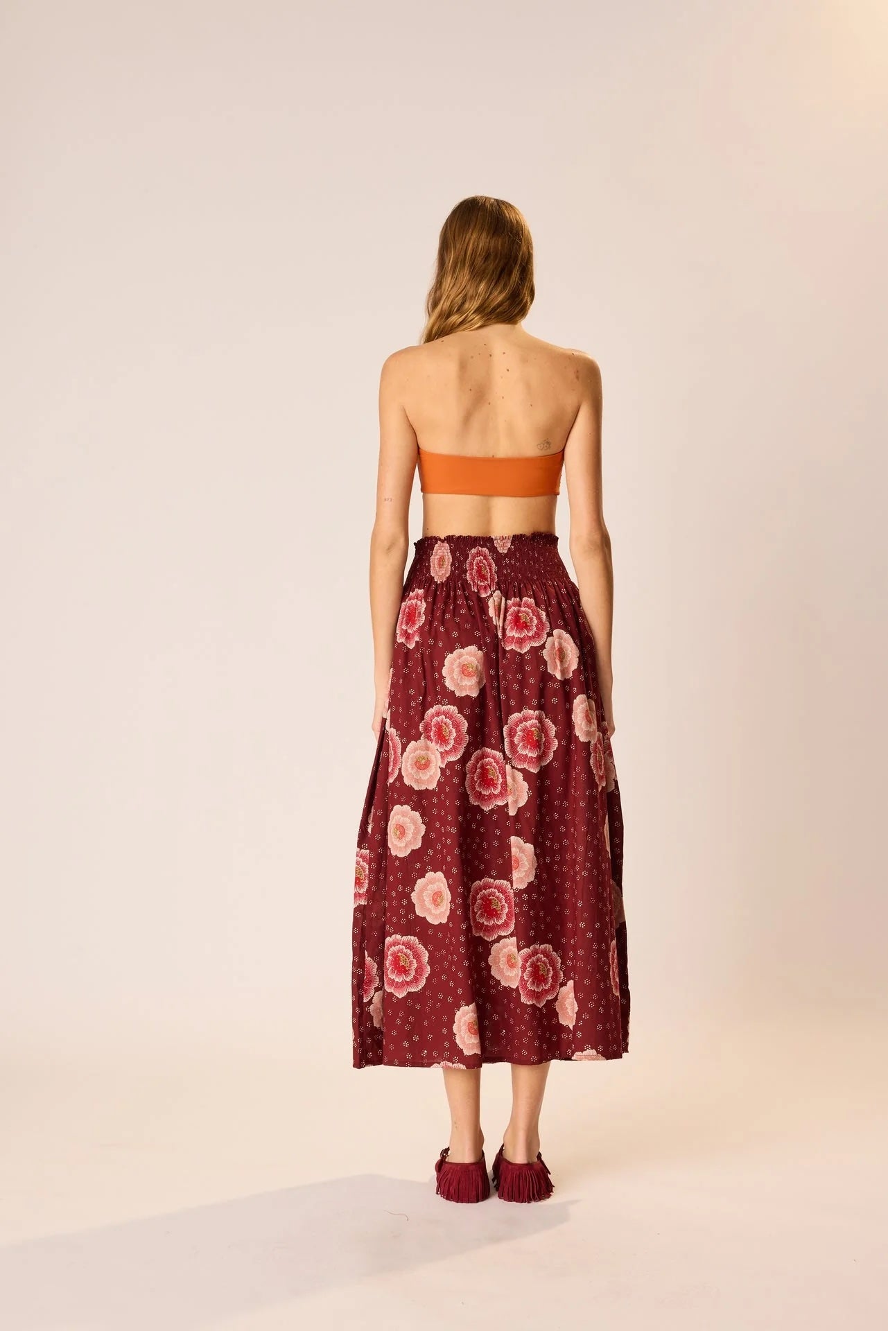 Natalie Martin Long Skirt in Poppy Cherry - SKULPT Dublin