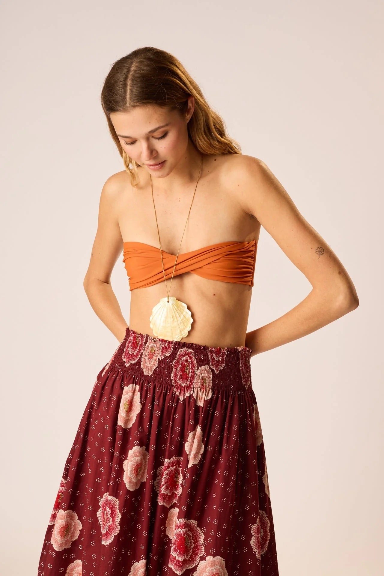 Natalie Martin Long Skirt in Poppy Cherry - SKULPT Dublin