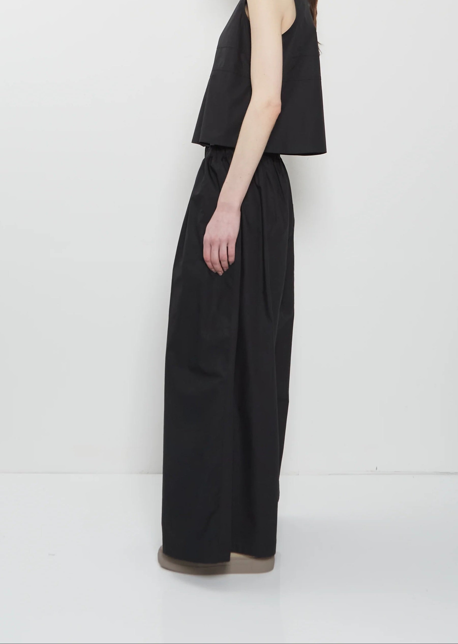 Sofie D'Hoore Wide Leg Cotton Trousers in Black - SKULPT Dublin