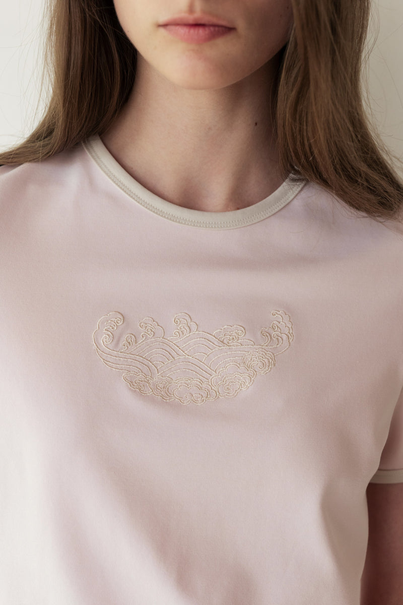 The Loom Embroidered Tee in Pink - SKULPT Dublin