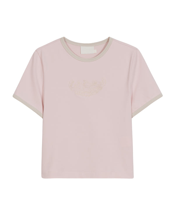 The Loom Embroidered Tee in Pink - SKULPT Dublin