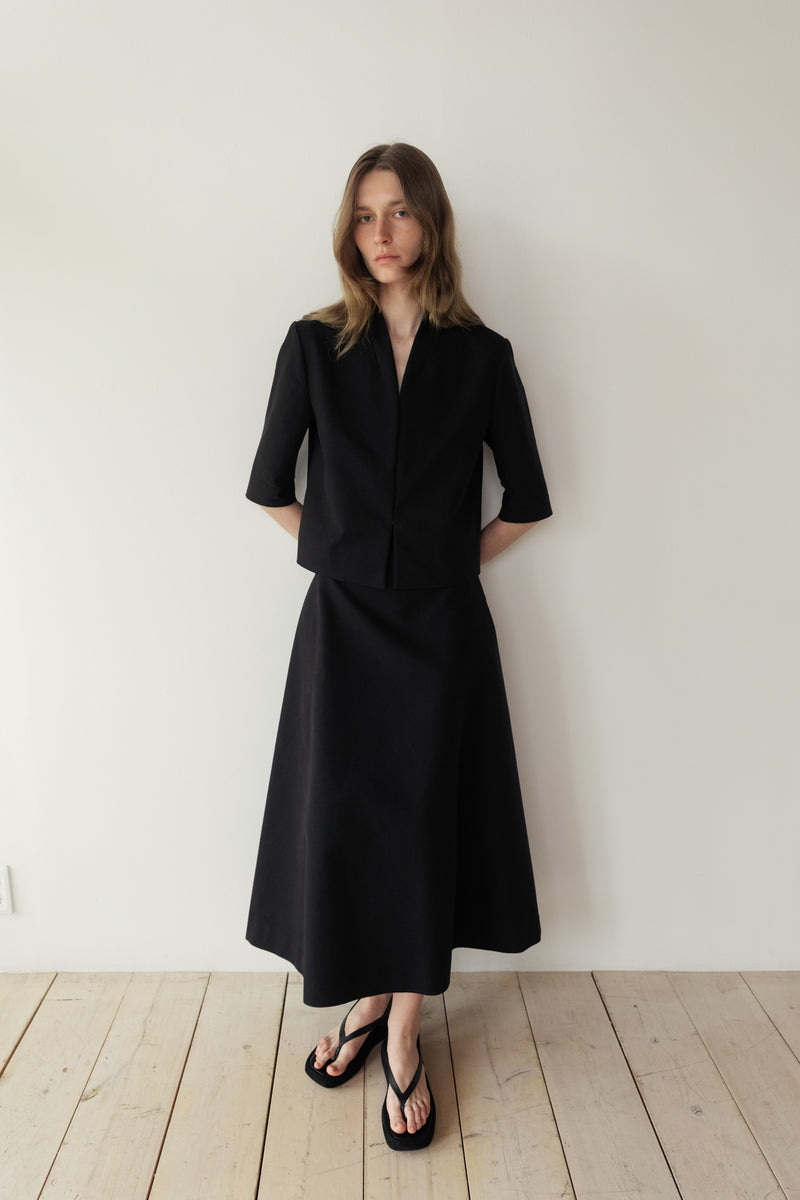 The Loom Godet Skirt in Black - SKULPT Dublin