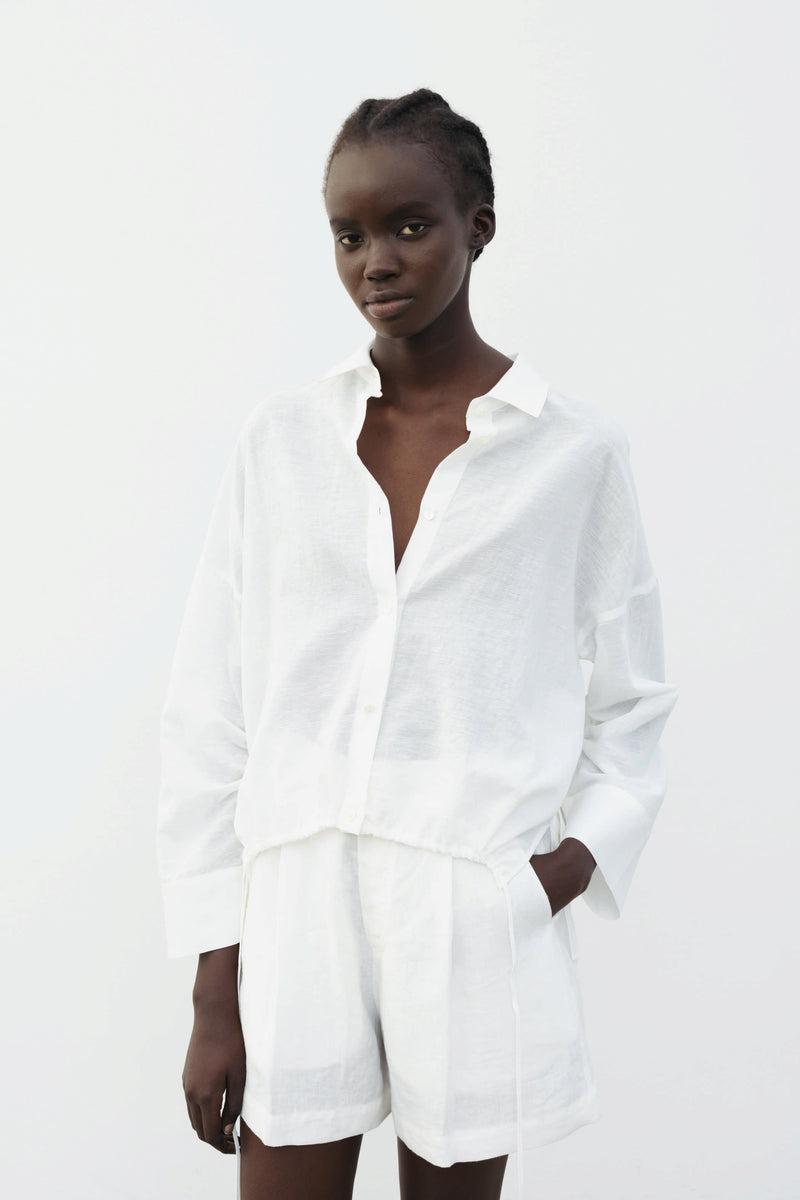 The Loom Long Sleeve Linen Shirt White - SKULPT Dublin