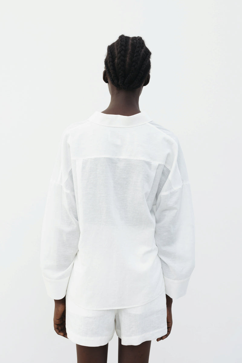 The Loom Long Sleeve Linen Shirt White - SKULPT Dublin