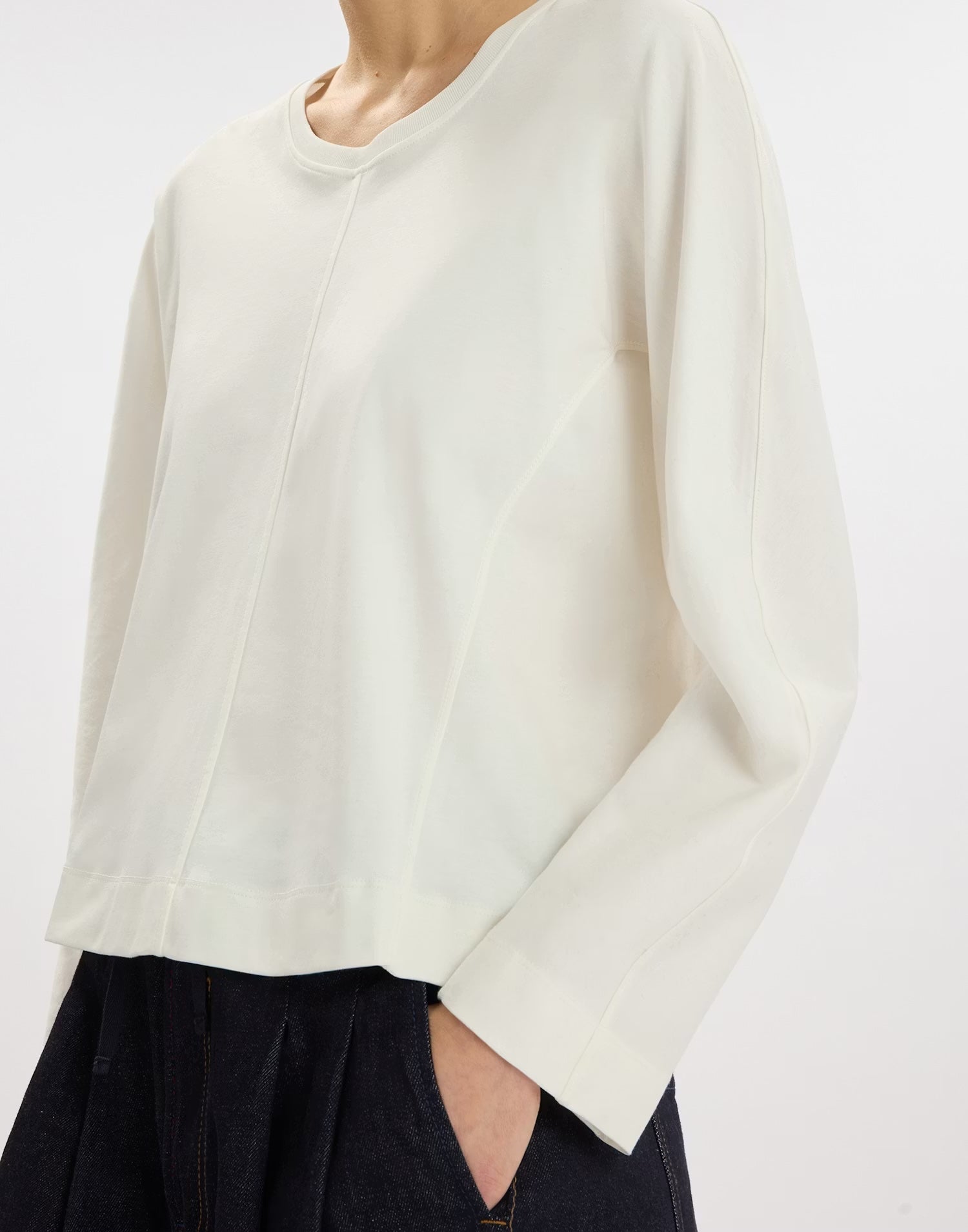 HIGH Everyday Couture Typhoon Jersey Long Sleeve Top in Navy