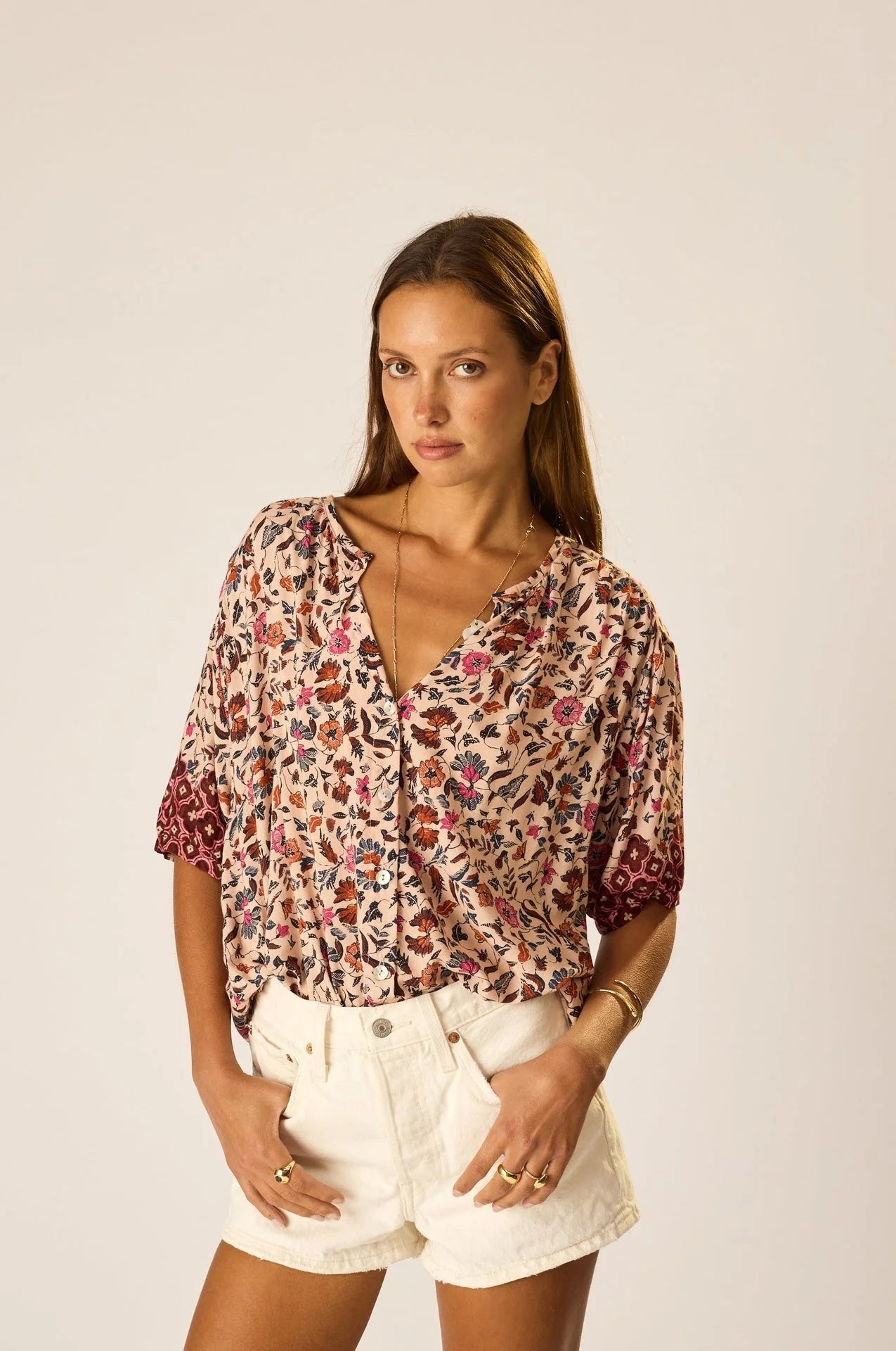 Natalie Martin Short Sleeve Shirt in Wildflower - SKULPT Dublin