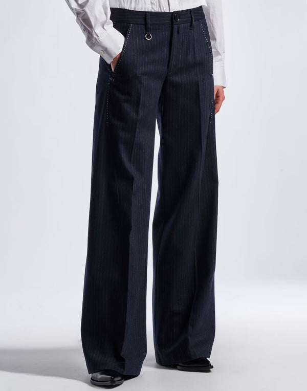 HIGH Everyday Couture Arrival Trousers Pinstripe Navy - SKULPT Dublin