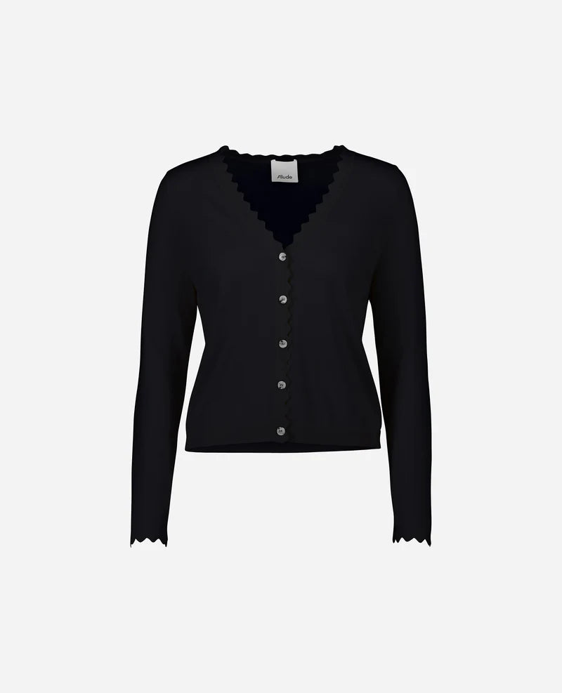 Allude V Neck Cardigan in Dark Navy - SKULPT Dublin