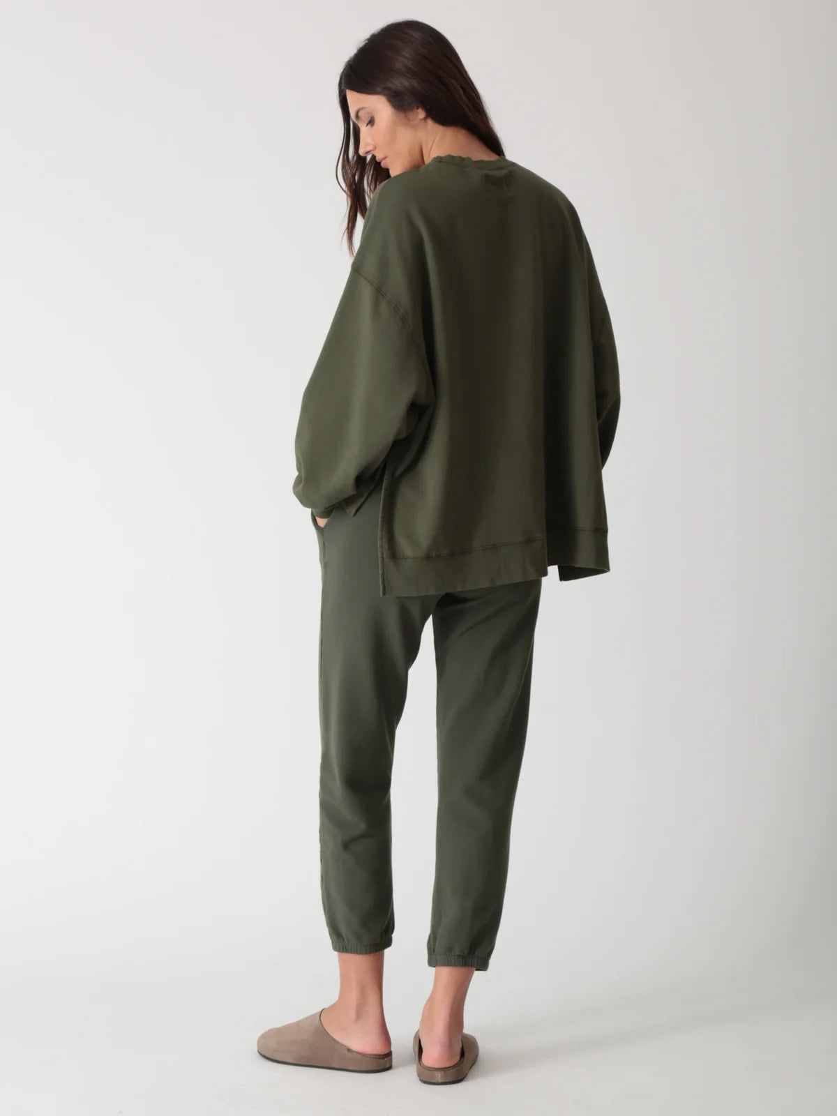 Electric and Rose Oversized Sweatshirt in Khaki - SKULPT Dublin