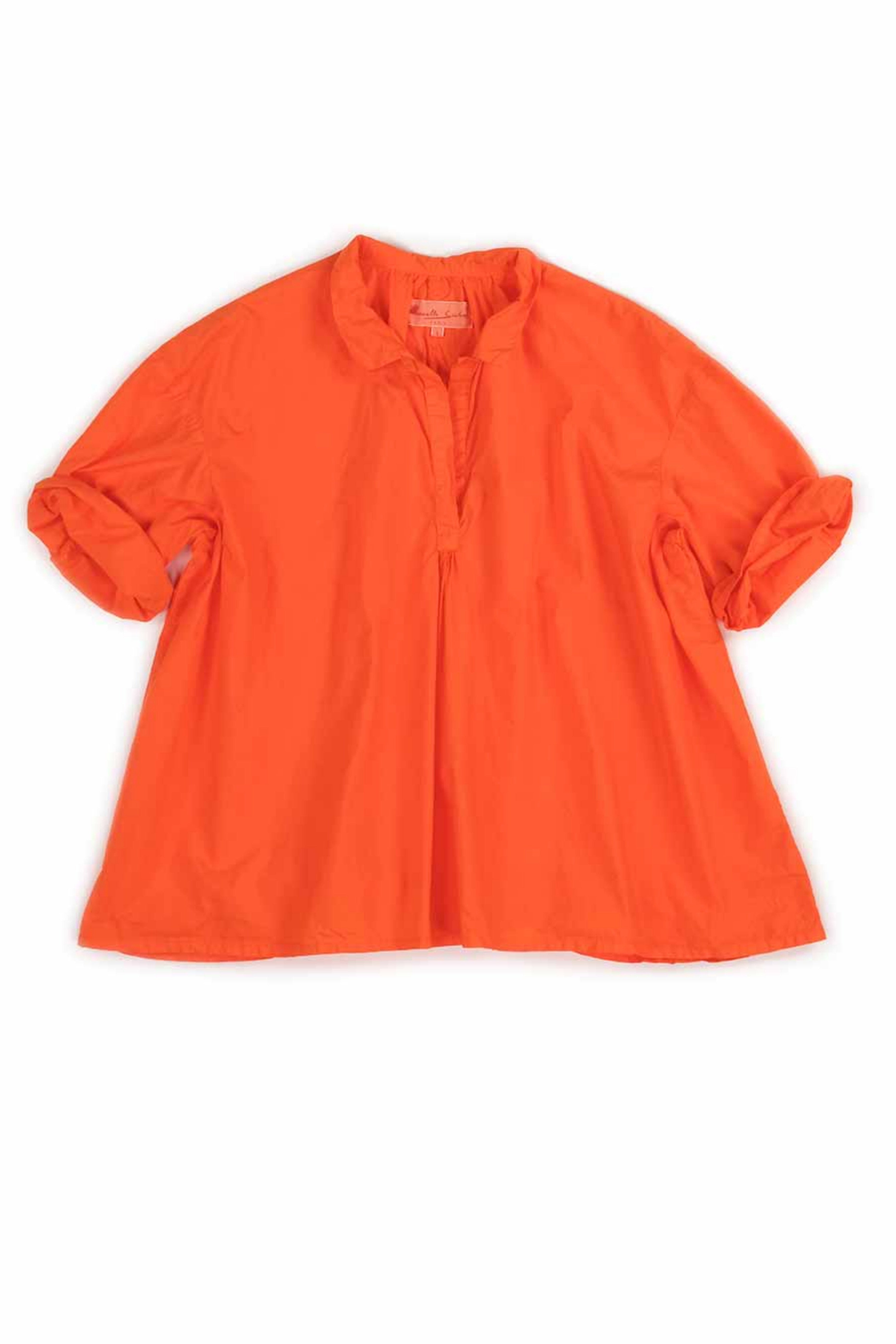 Manuelle Guibal Short Sleeve Cotton Shirt in Orange - SKULPT Dublin