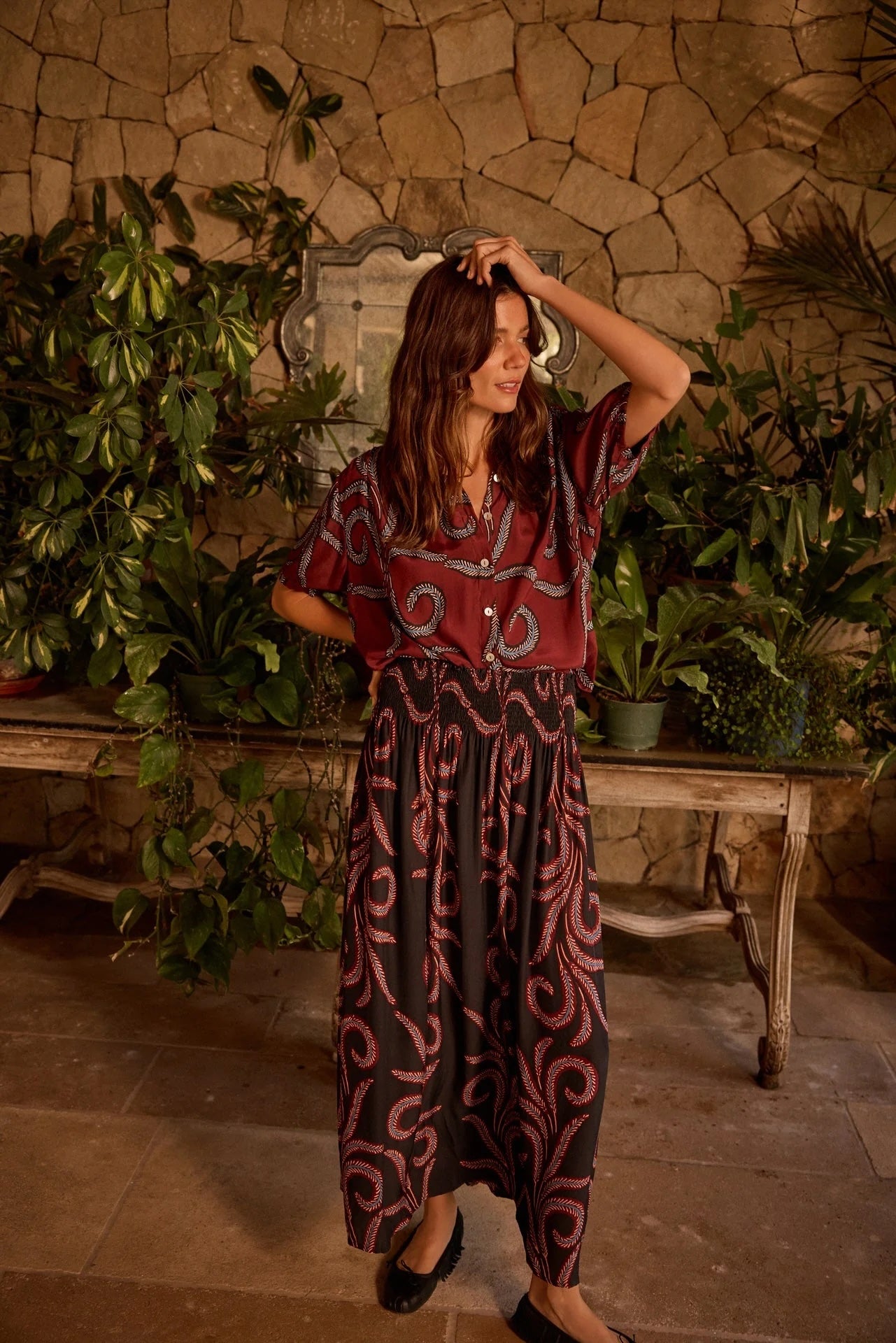 Natalie Martin Long Silk Skirt in Black Feather - SKULPT Dublin