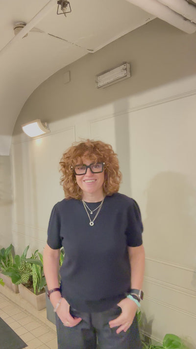 Allude Short Sleeve Cashmere Jumper in Navy - SKULPT Dublin