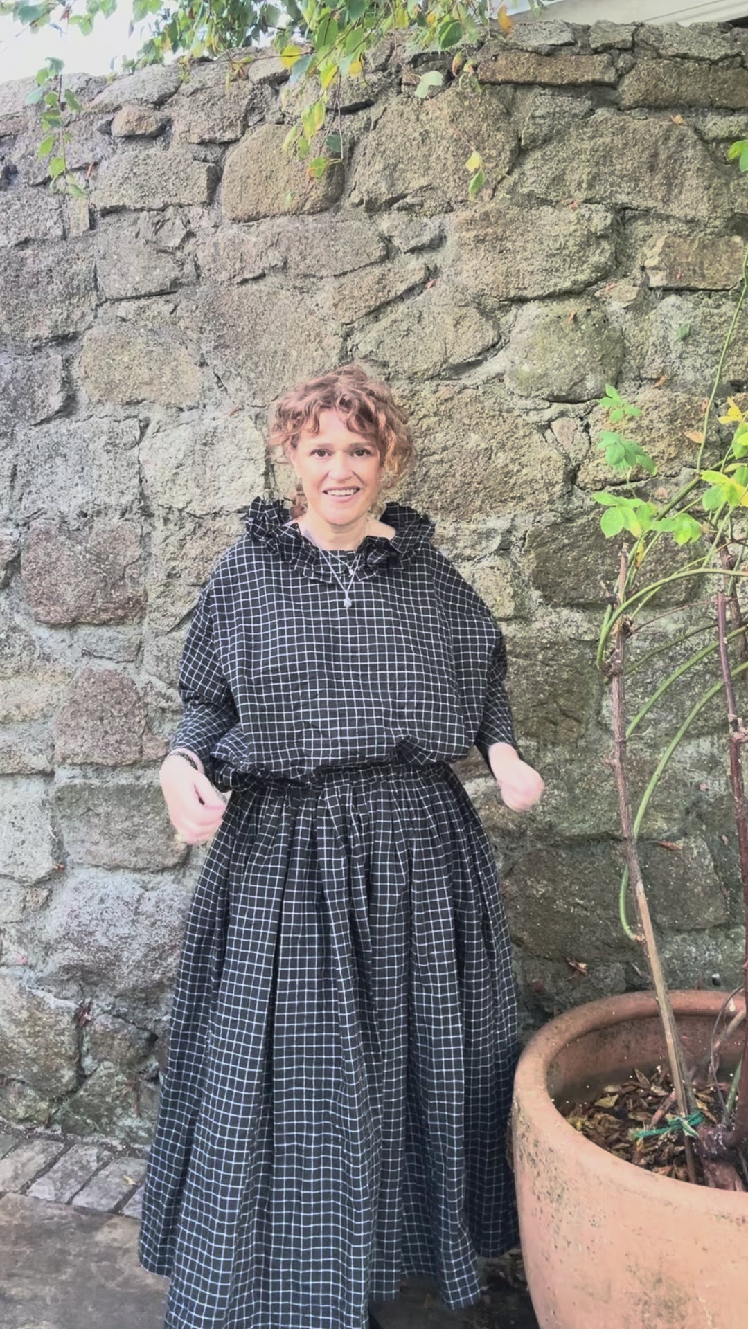 Apuntob Ruffle Shirt in Vintage Black and Ecru - SKULPT Dublin
