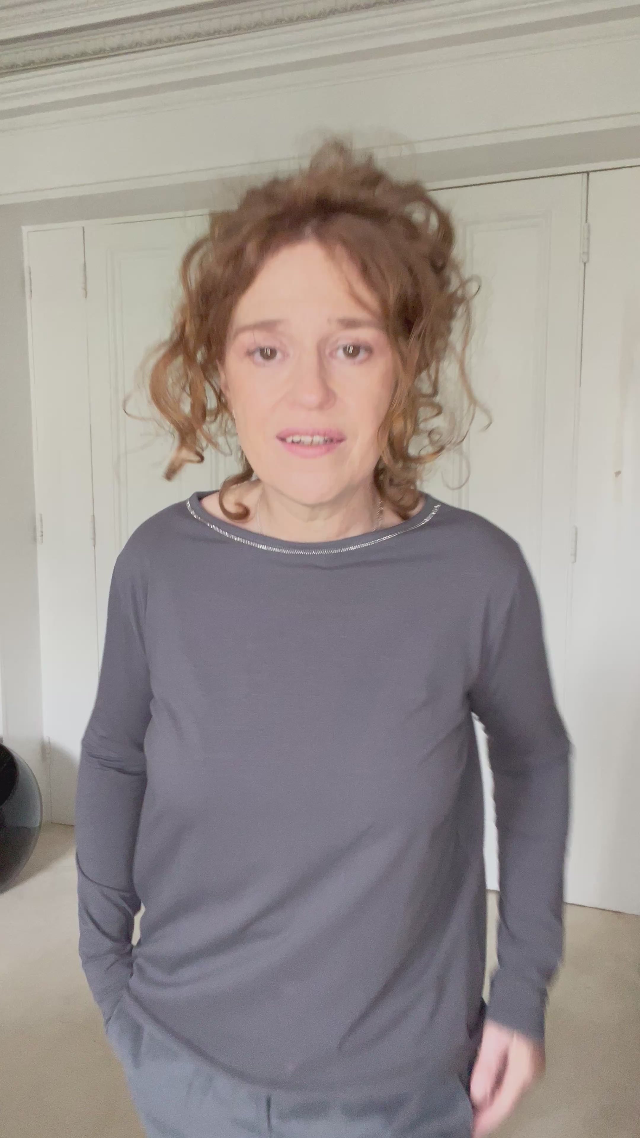 rialto48 Long Sleeve Boatneck Top in Grey - SKULPT Dublin
