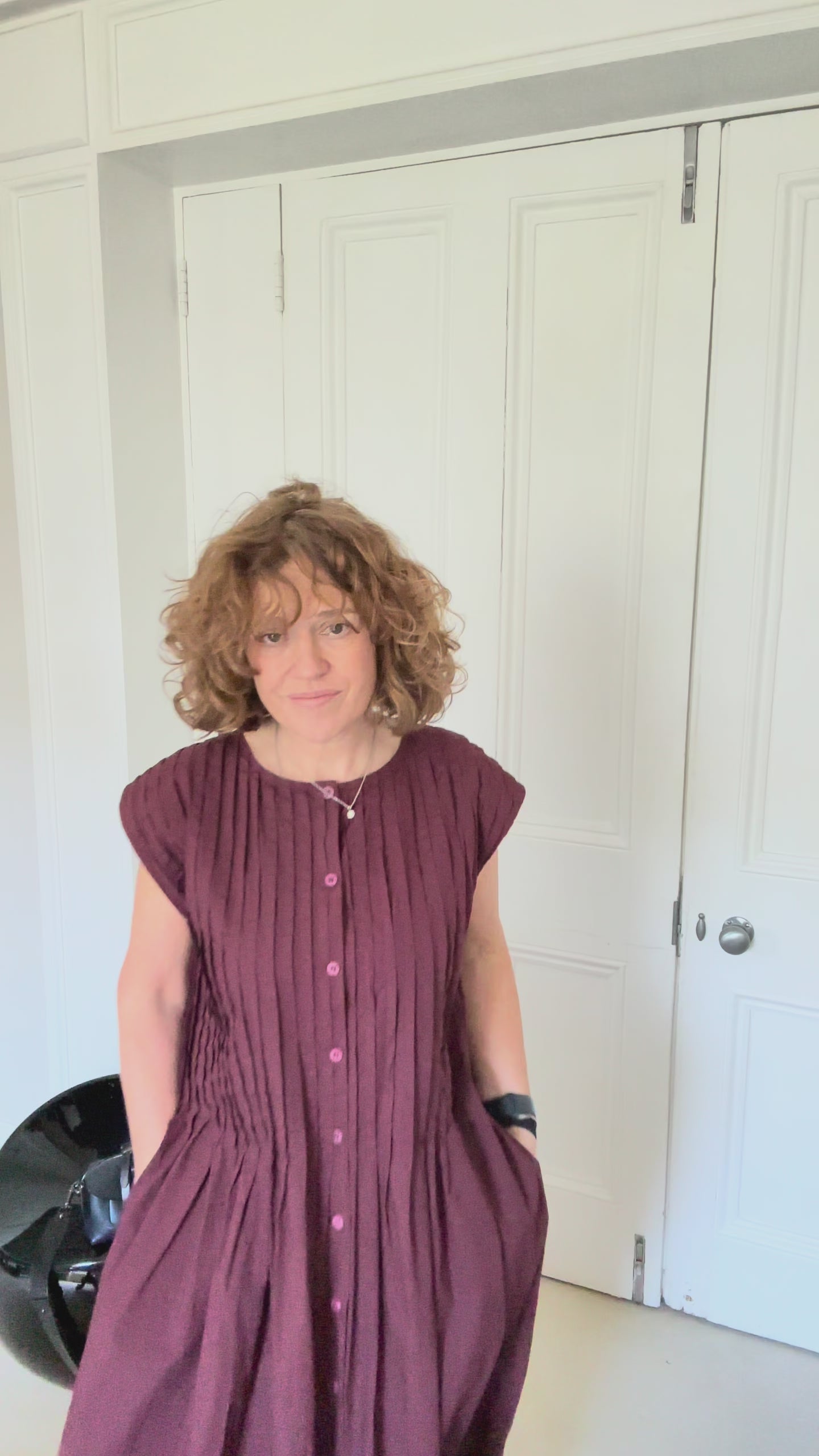 Frida Zazou Cotton Dress in Mulberry - SKULPT Dublin