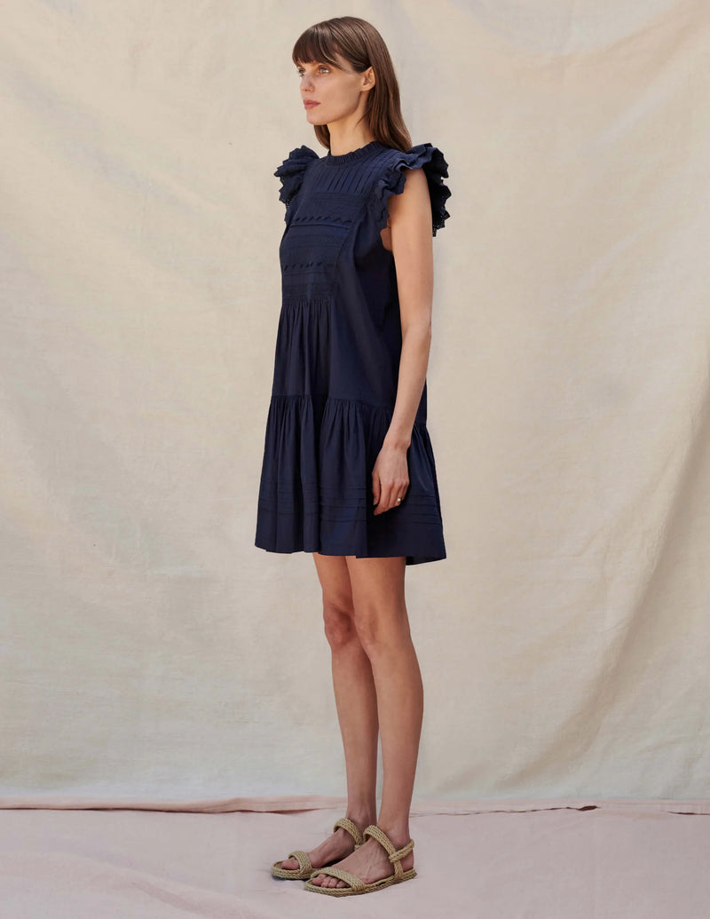 Sundry Clothing Dress with Lace Trim in Navy - SKULPT Dublin