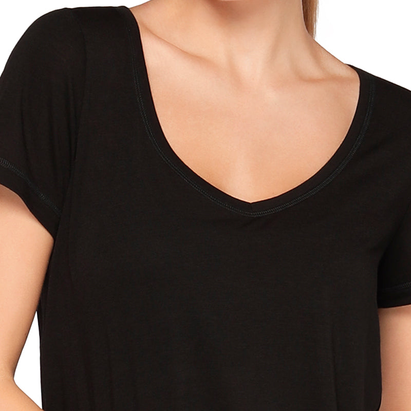 Lorna Jane Short Sleeved V neck Tee - Black - SKULPT Dublin