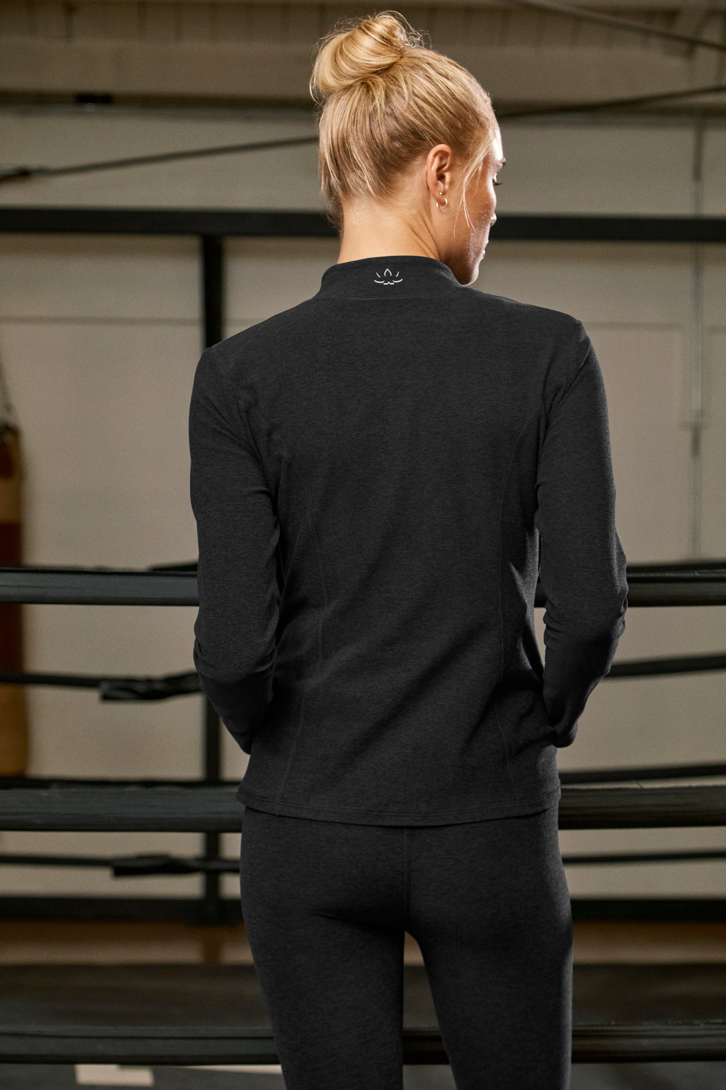 Beyond Yoga Spacedye Mock Neck Zip Up in Darkest Night - SKULPT Dublin