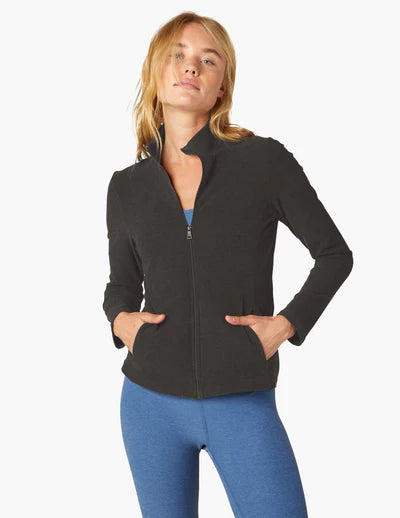 Beyond Yoga Spacedye Mock Neck Zip Up in Darkest Night - SKULPT Dublin